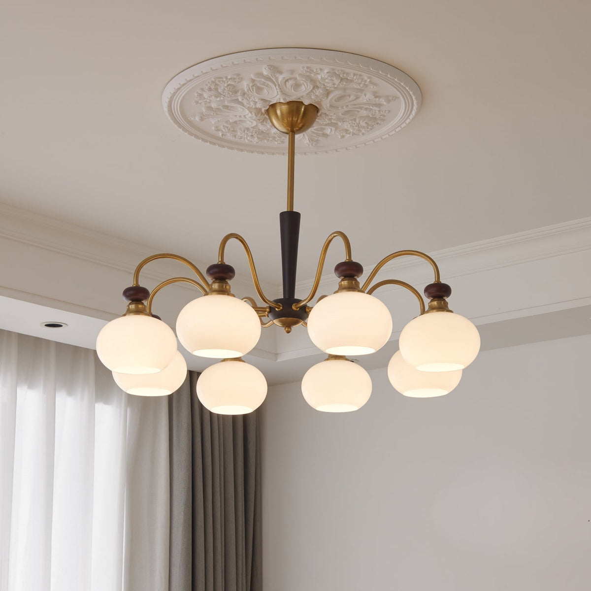 Calaeila Traditional Elegance Sphere Wood Glass Chandelier
