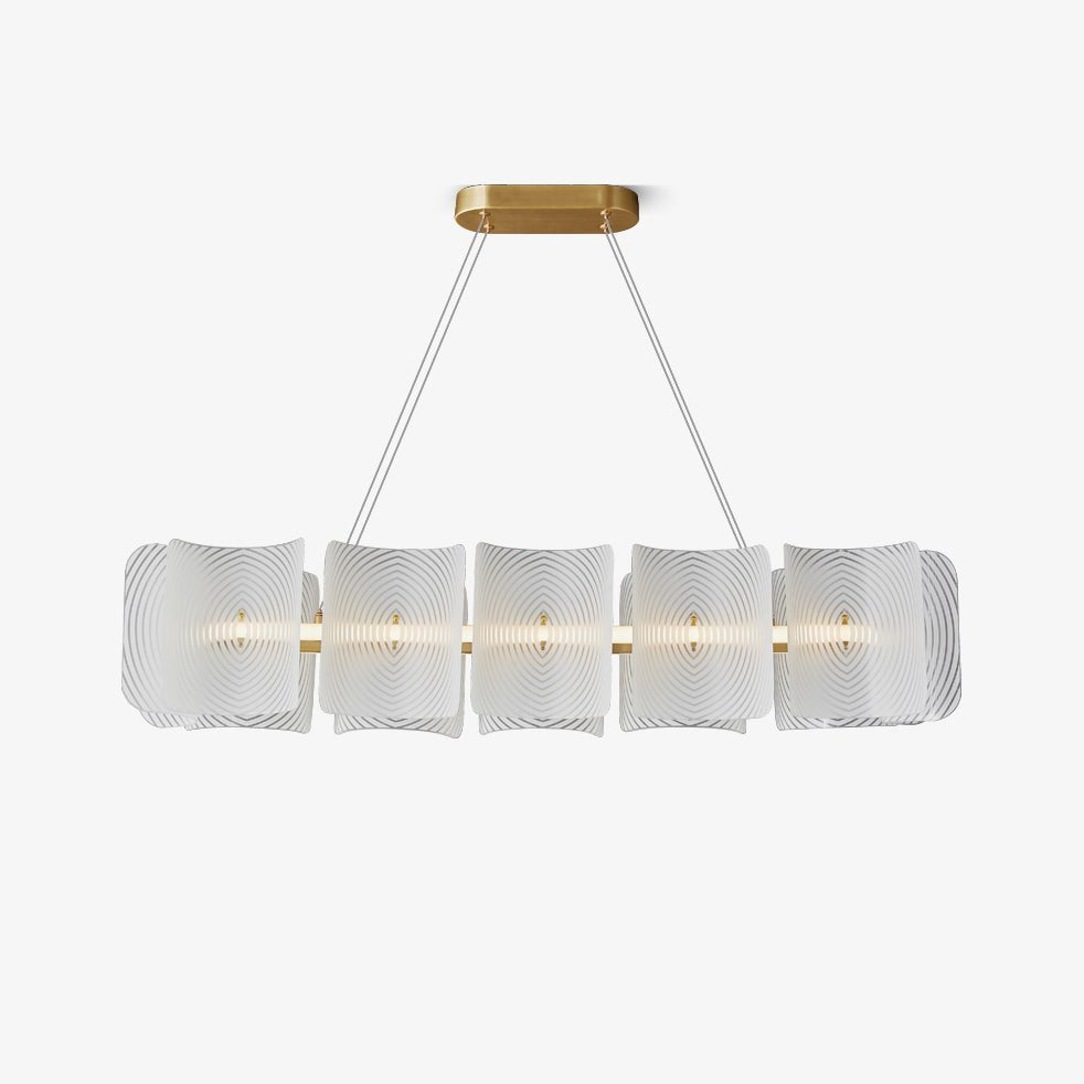 Virinia Postmodern Luxury Rectangle Brass Glass Pendant Lamp