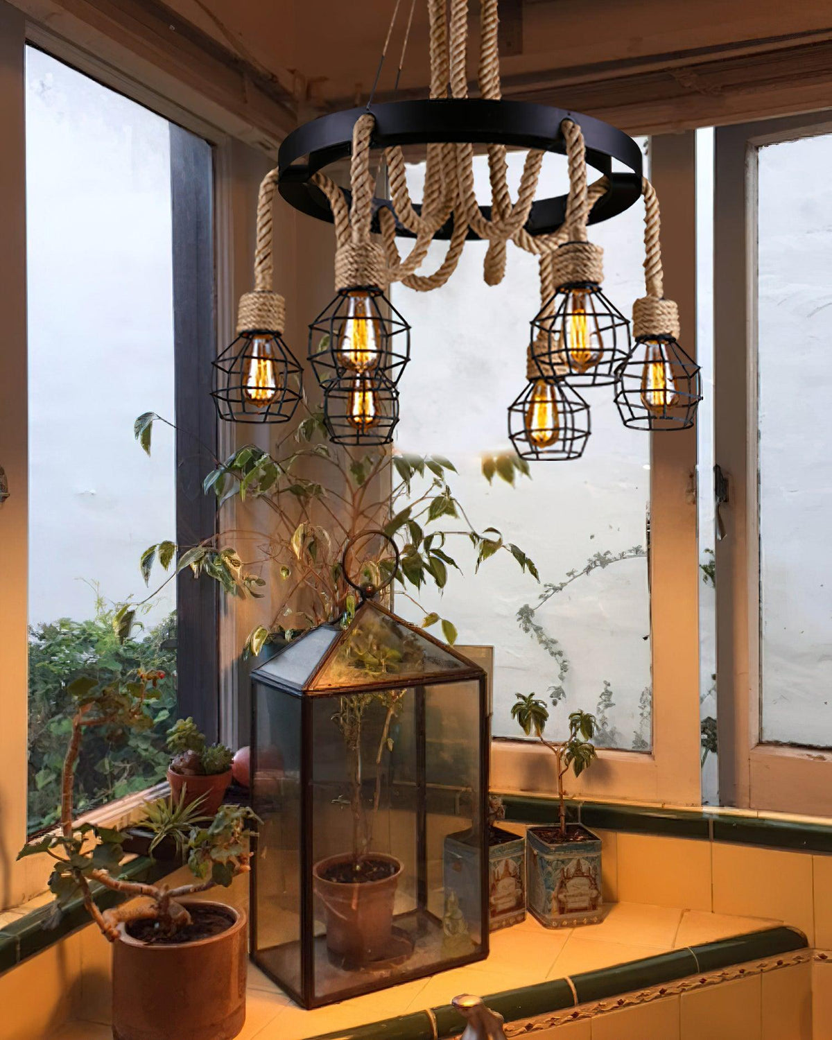 Ravoriel Chandelier Hemp Rope Industrial