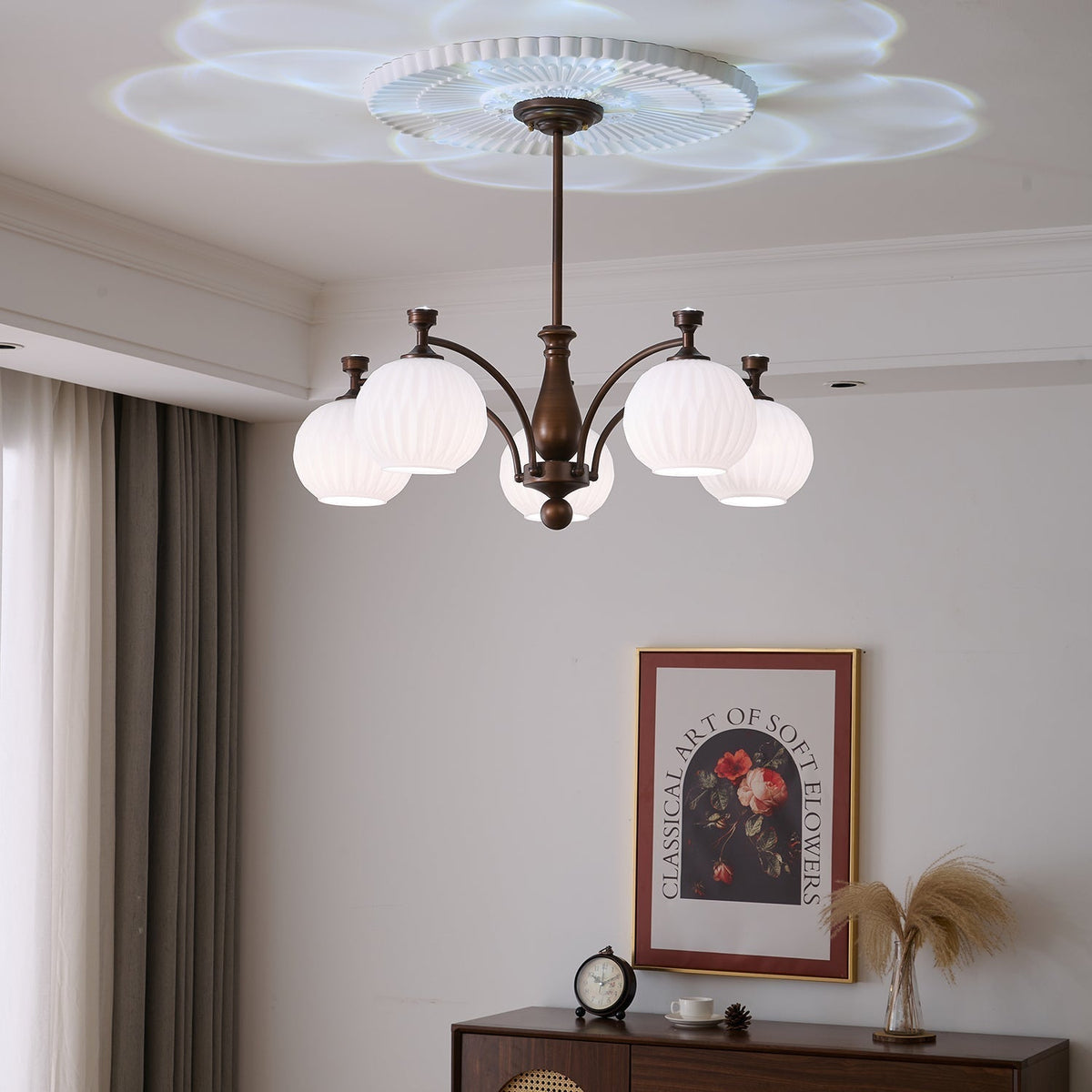 Vaslen Chandelier Orb Frosted Vintage