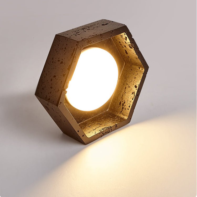 Hexara Hexagon Black Travertine Ceiling Lamp