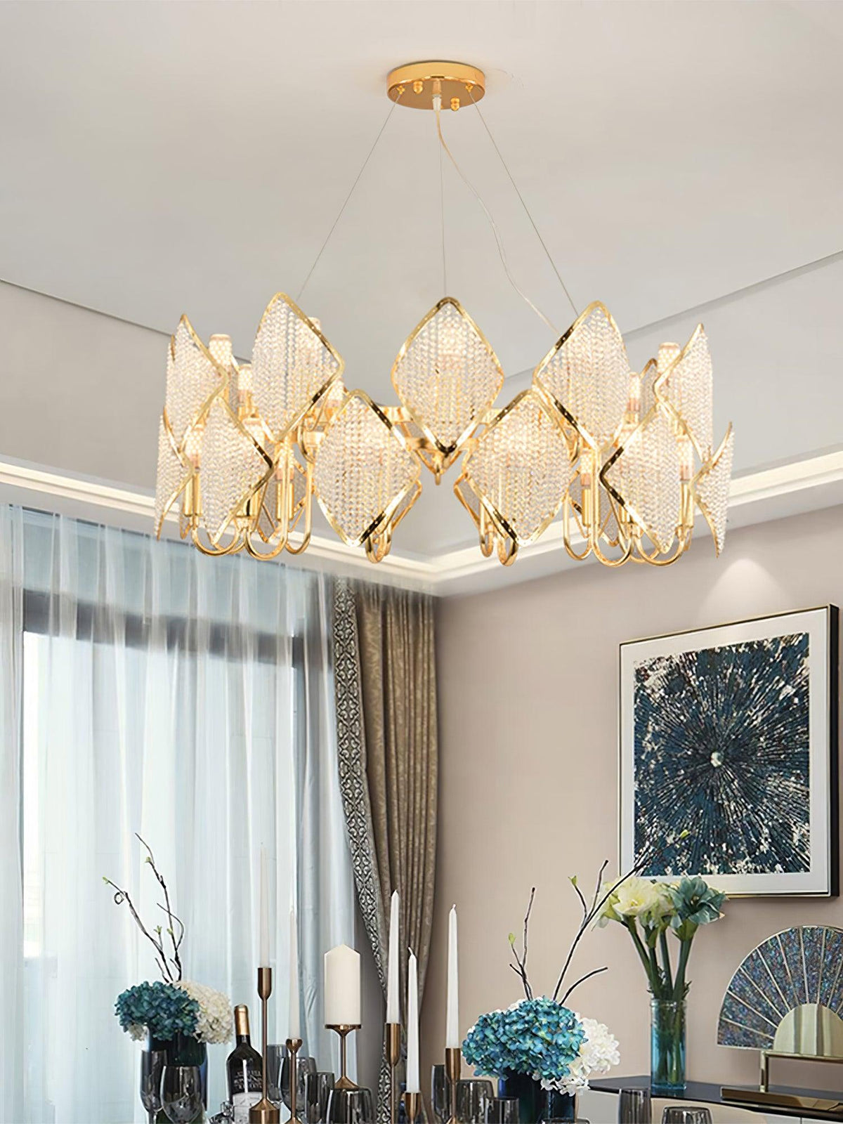 Cyrirena Chandelier Crystal Leaf Double-Tier