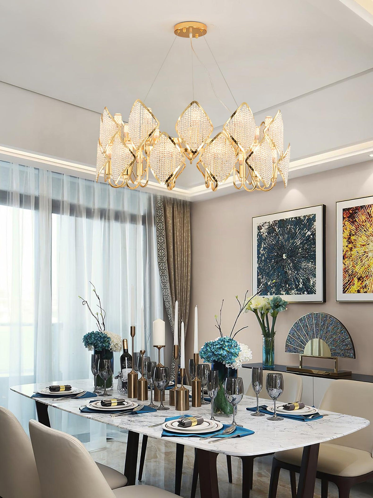 Cyrirena Chandelier Crystal Leaf Double-Tier