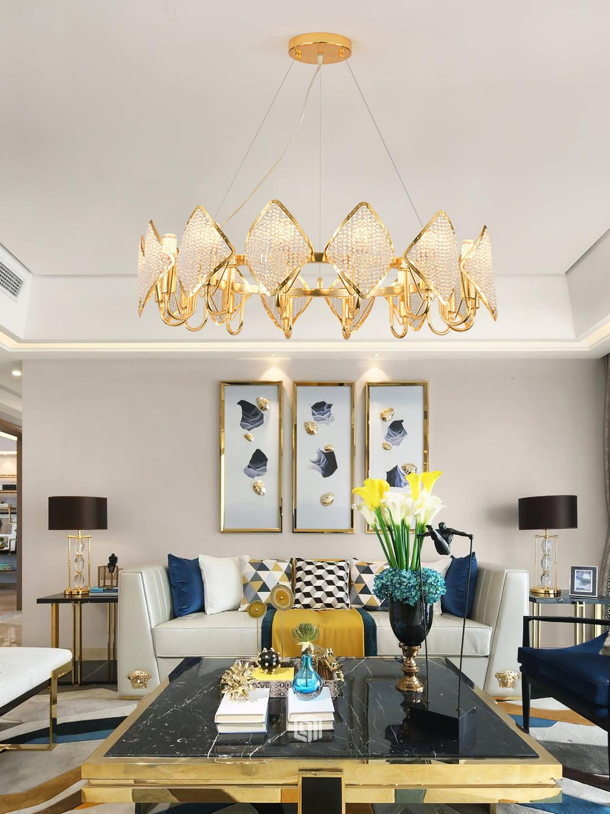 Cyrirena Chandelier Crystal Leaf Double-Tier