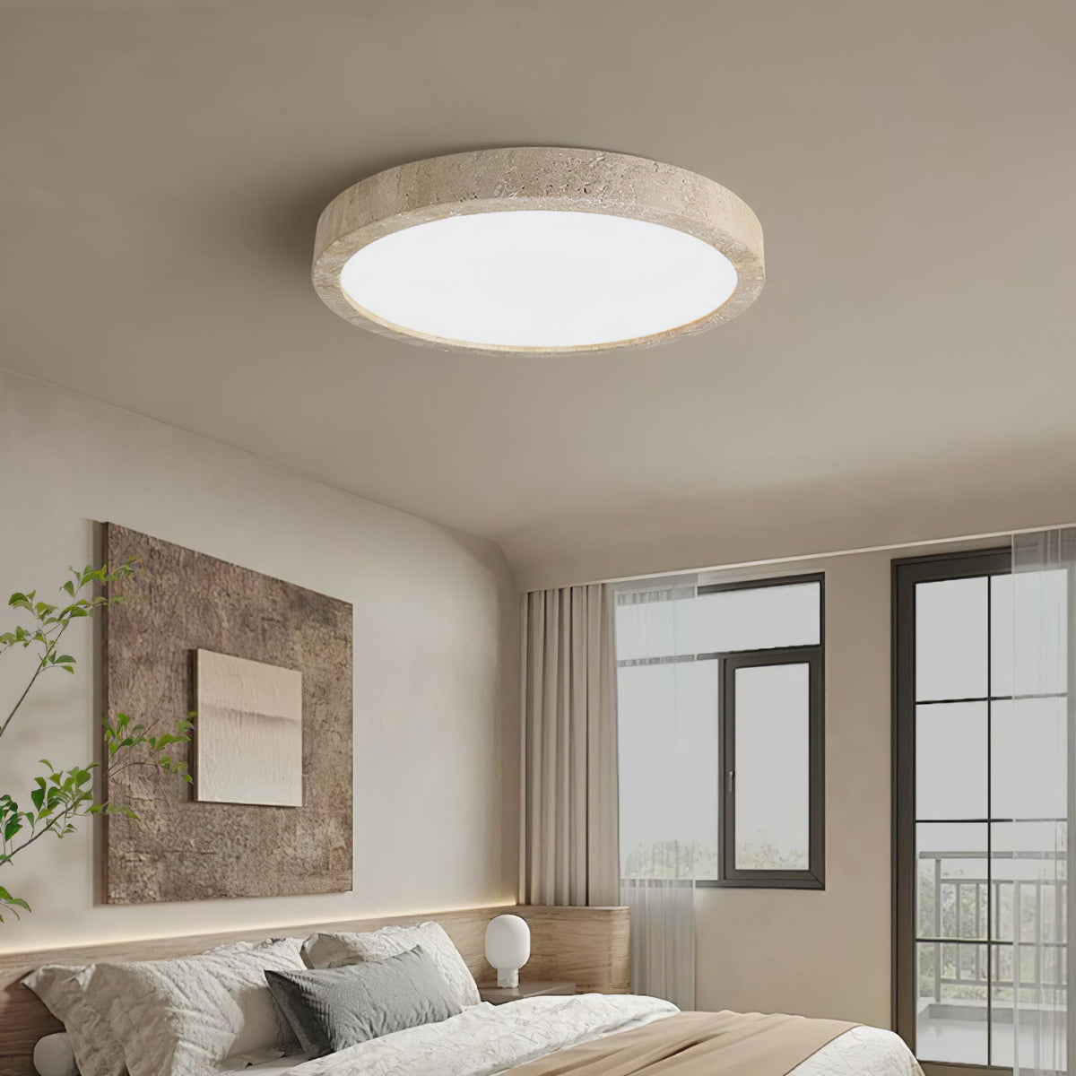 Cal Minimalist Travertine Ceiling Light