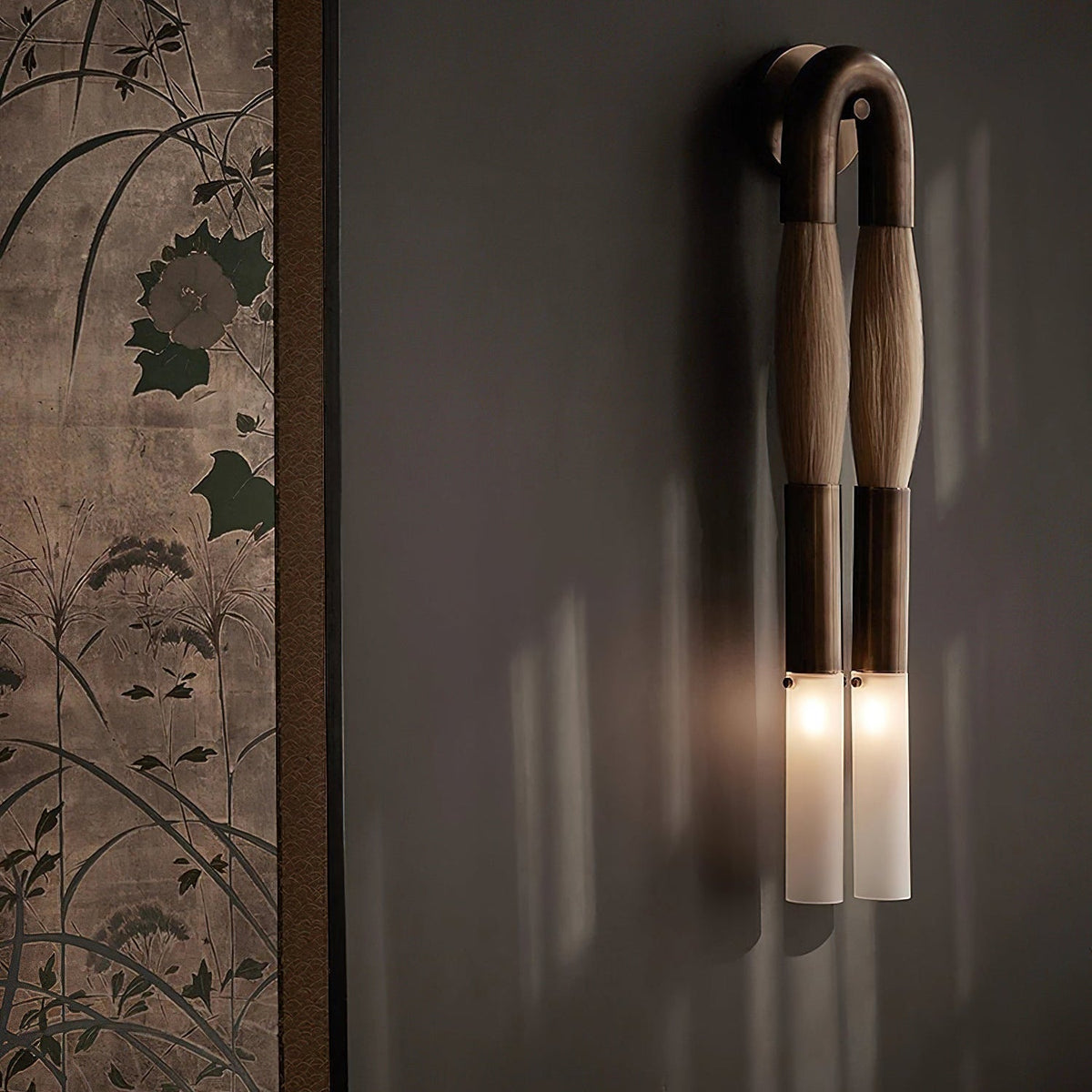 Armand Wall Lamp Horsehair Glass Brass