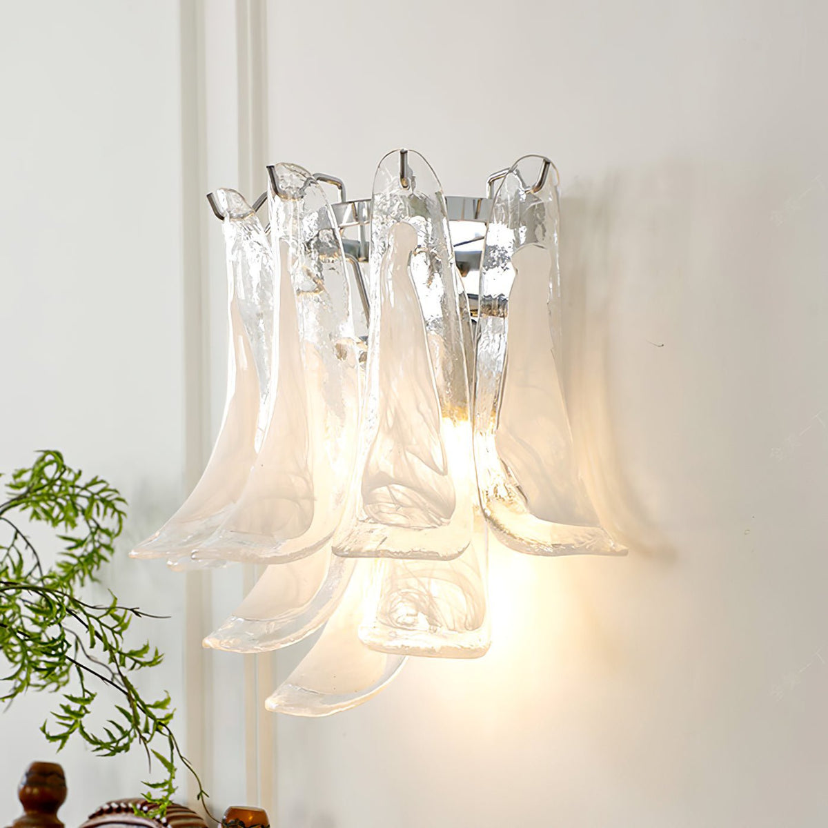 Celarelle Wall Lamp Petal Glass Horseshoe Shaped Minimalist
