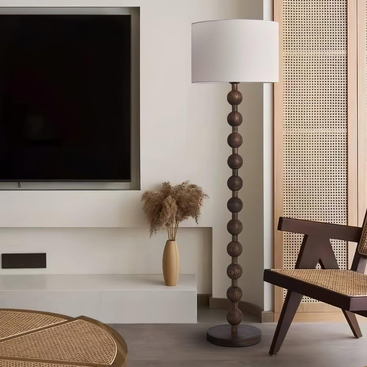 Paston Wood Fabric Floor Lamp