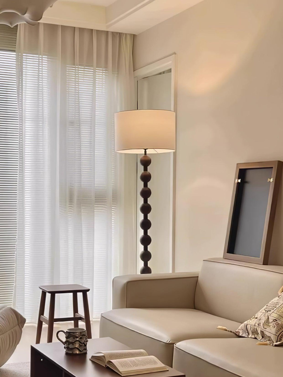 Paston Wood Fabric Floor Lamp
