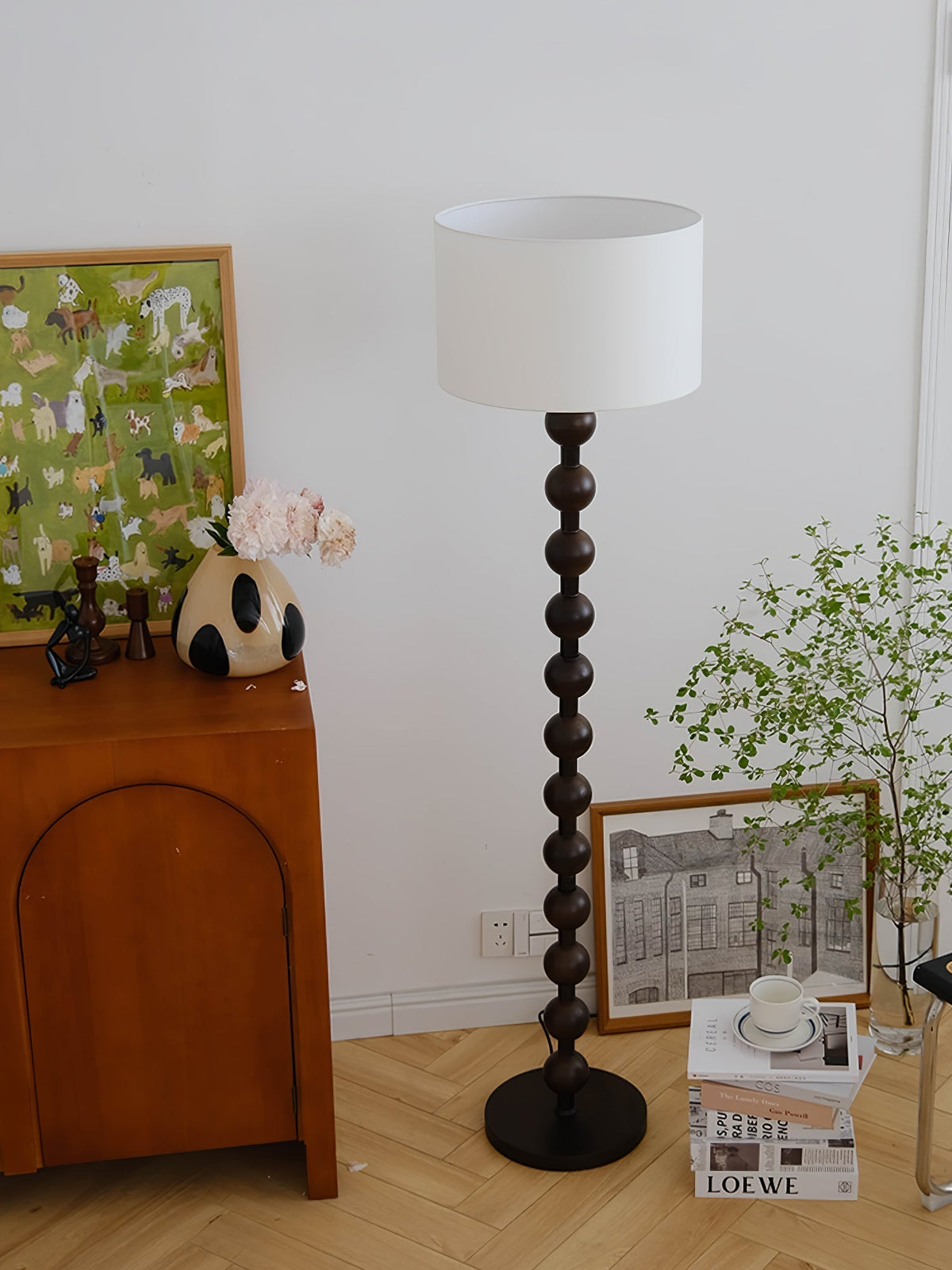 Paston Wood Fabric Floor Lamp