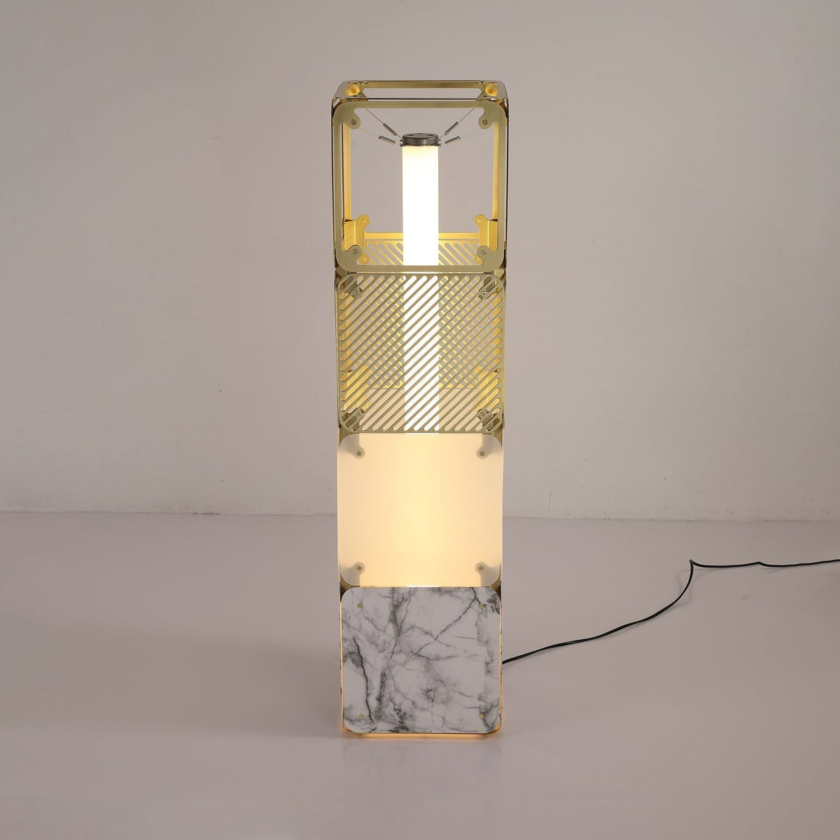 LuxeGrid Industrial Brass Floor Lamp