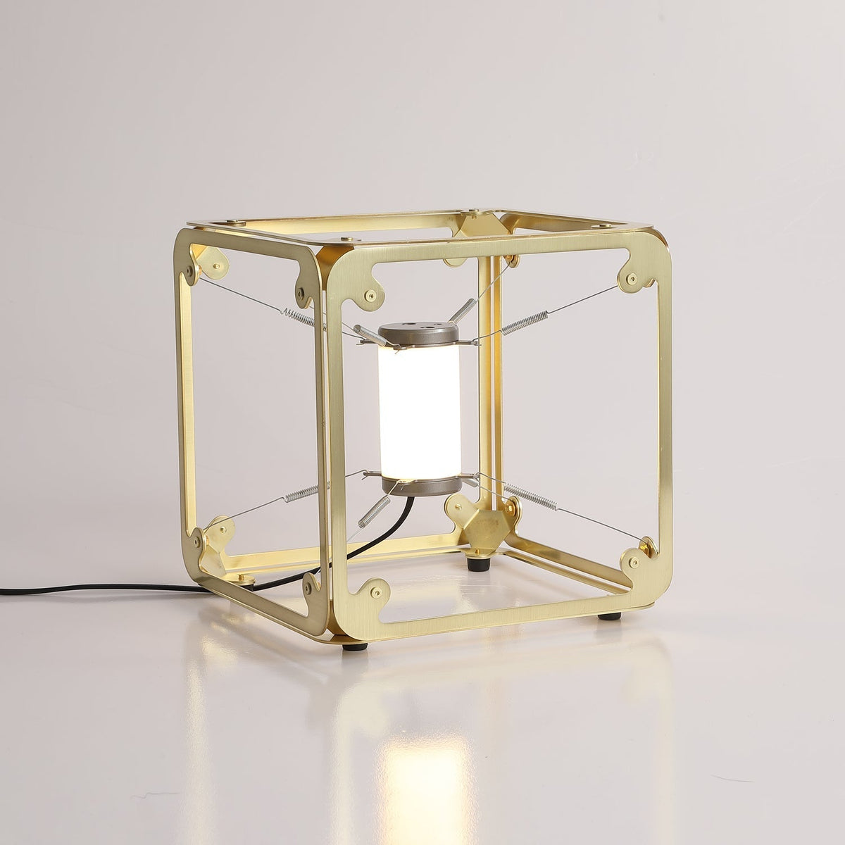 GridGlow Industrial Brass Table Lamp