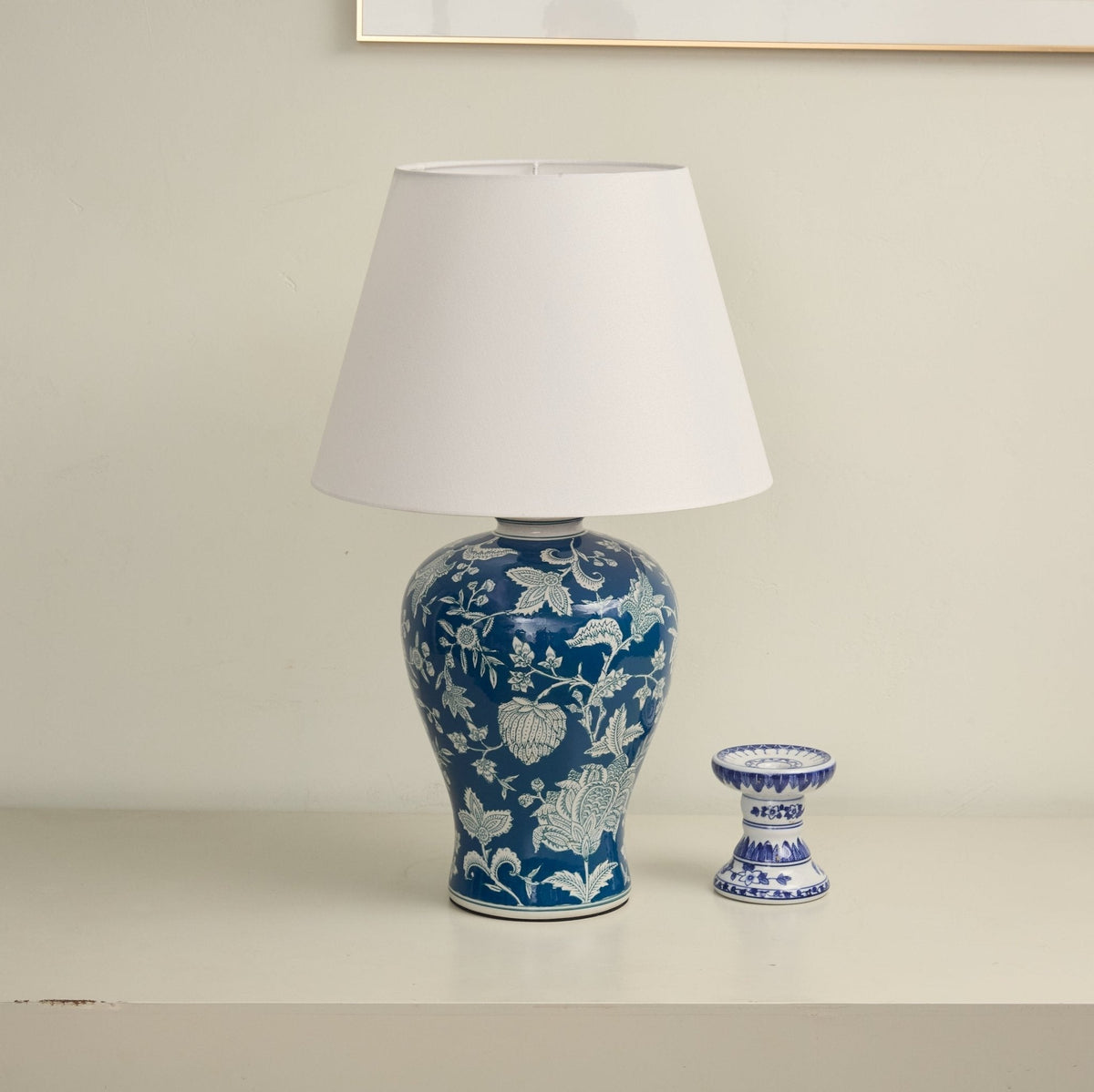 Indigo Floral Vine Ceramic Table Lamp