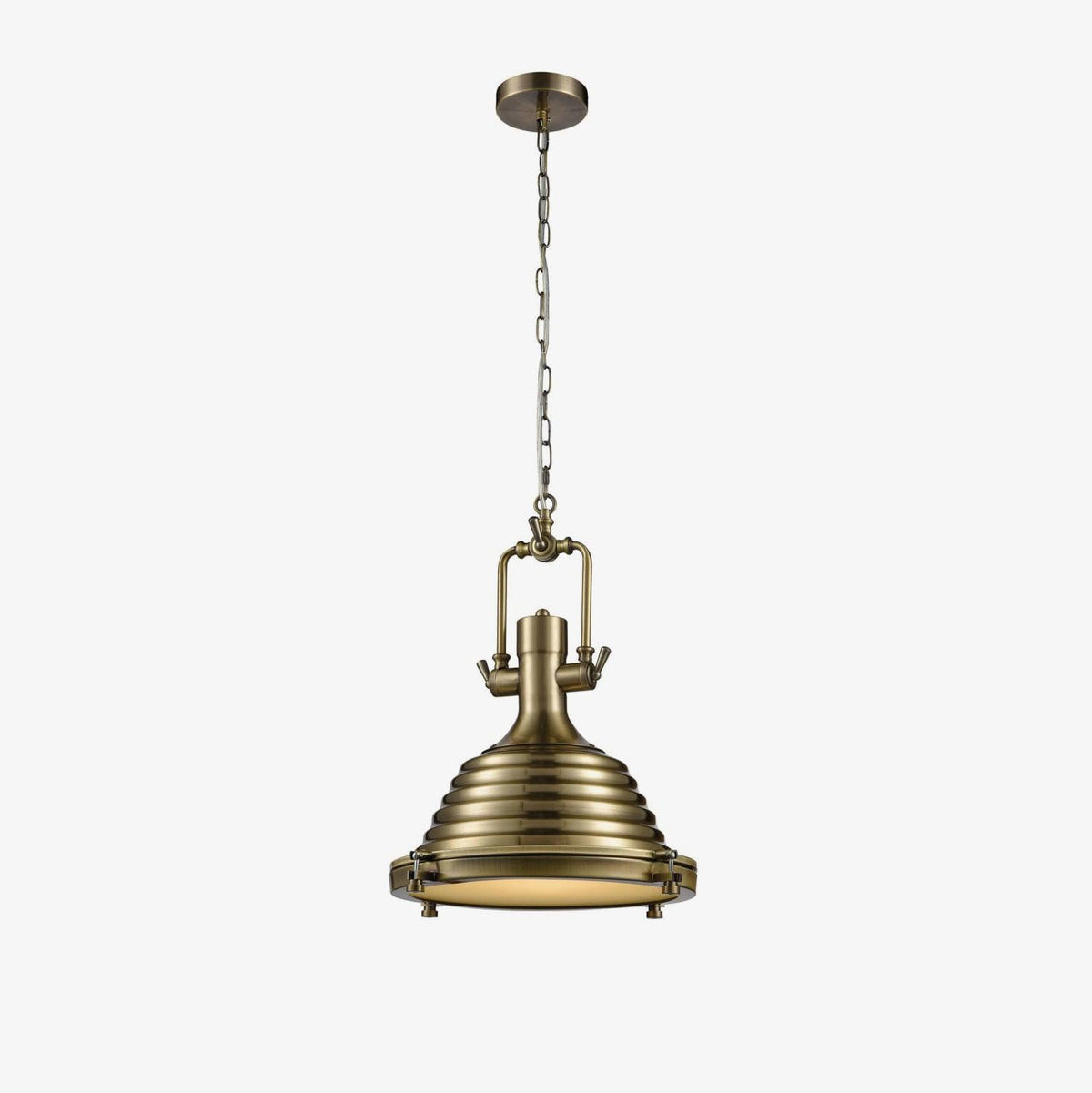 Silven Pendant Lamp Brass Ribbed Dome Industrial