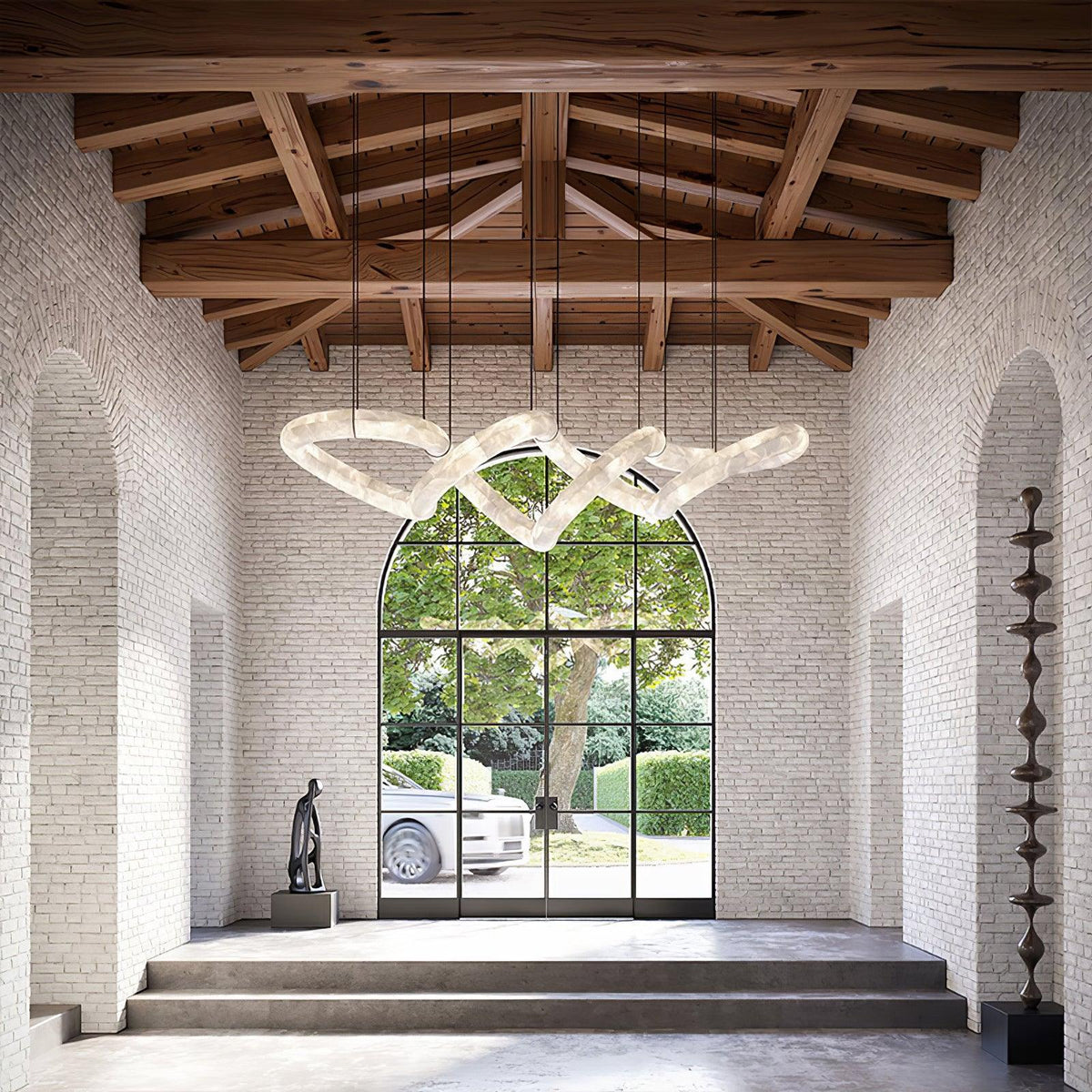 Mithos Curved Alabaster Pendant Light