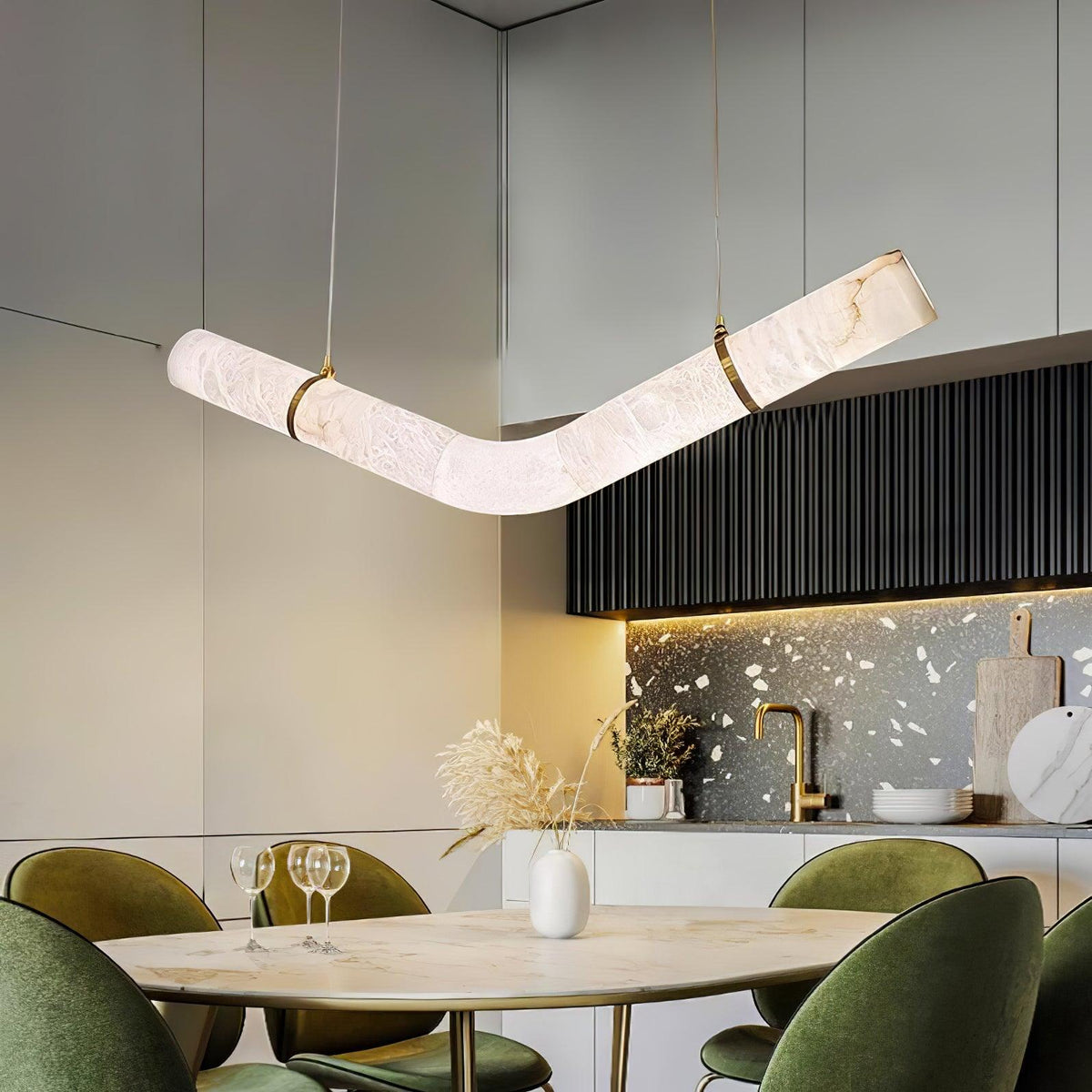 Mithos Curved Alabaster Pendant Light