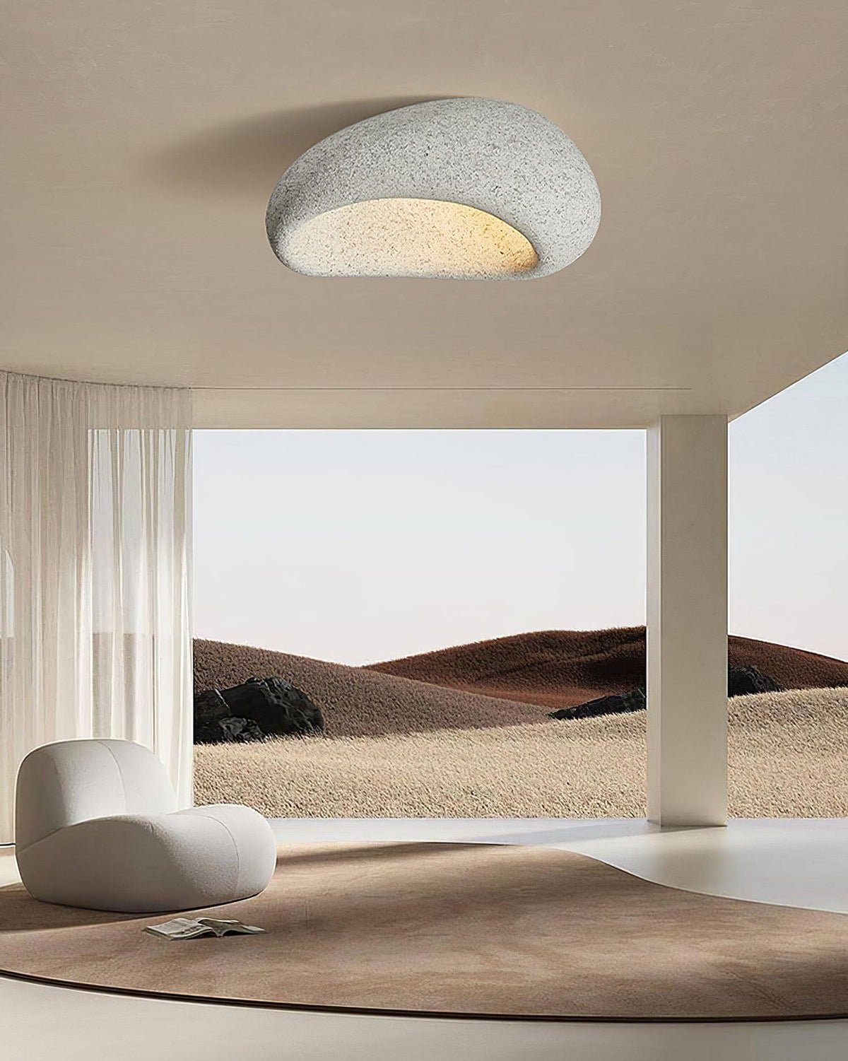 Arlena Ceiling Lamp with Japanese Wabi-Sabi Moon