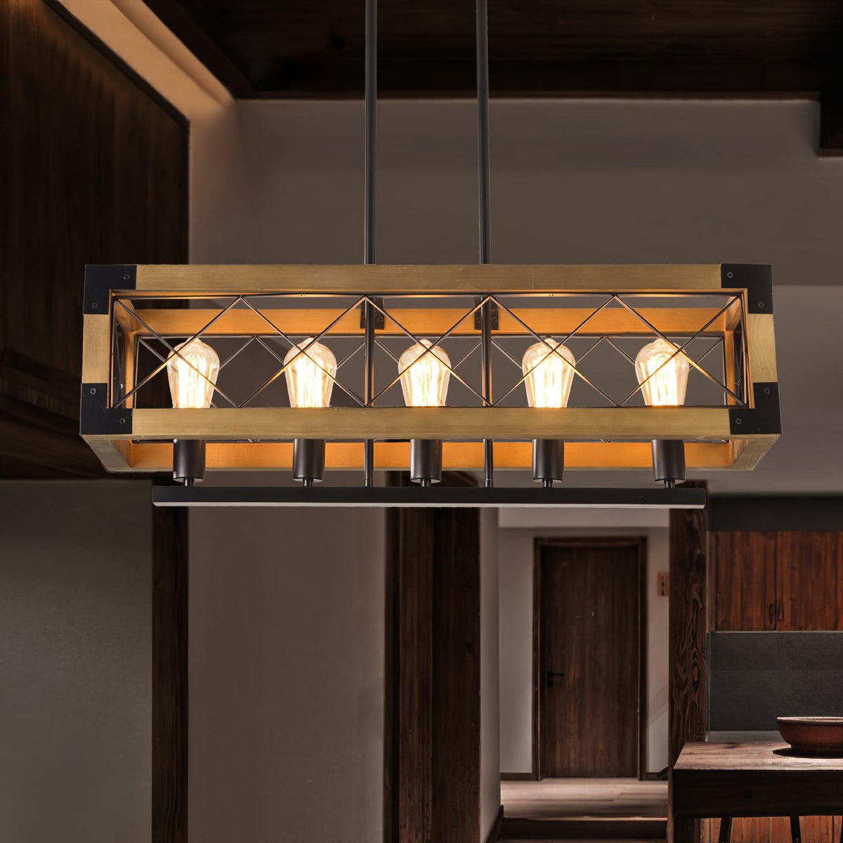 Grid Kitchen Island Rectangle Chandelier