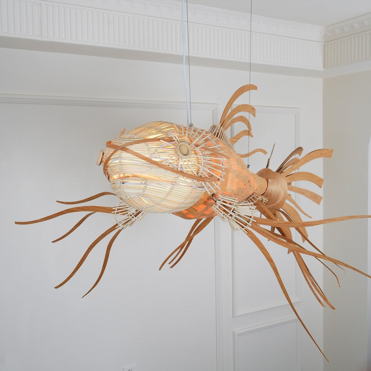 KOI Chandelier Wooden Fish Handmade