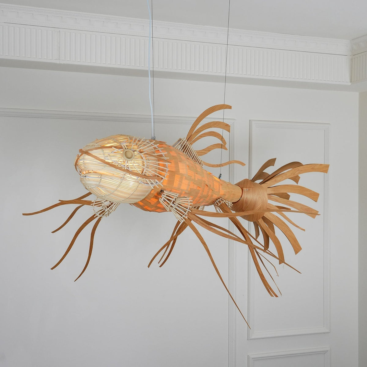 KOI Chandelier Wooden Fish Handmade