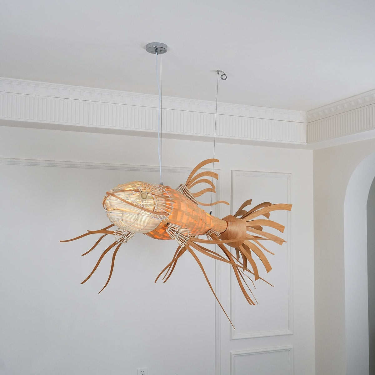 KOI Chandelier Wooden Fish Handmade