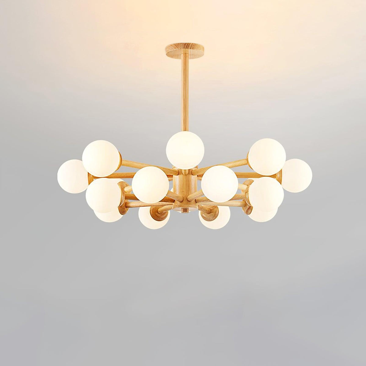 Kalds Chandelier Wooden Globe Minimalist Natural