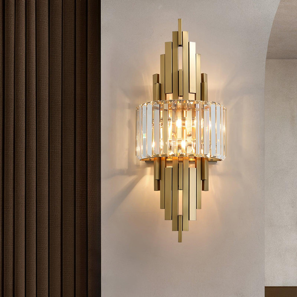 Voveliel Postmodern Luxury Crystal Glass Wall Lamp
