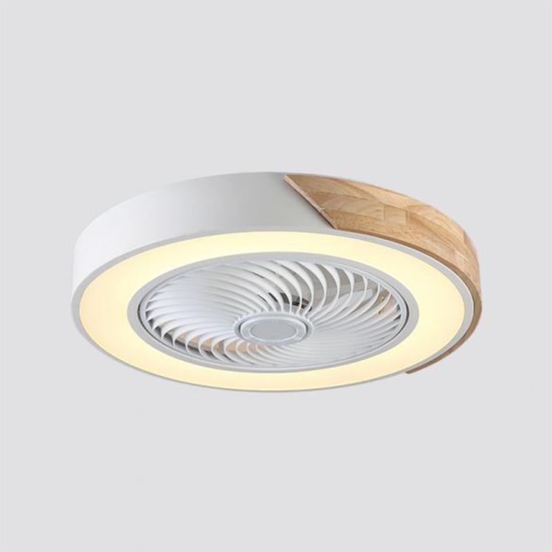21'' LED Round Square Flush Mount Bladeless Ceiling Fan Lights - Lamp Outdoor