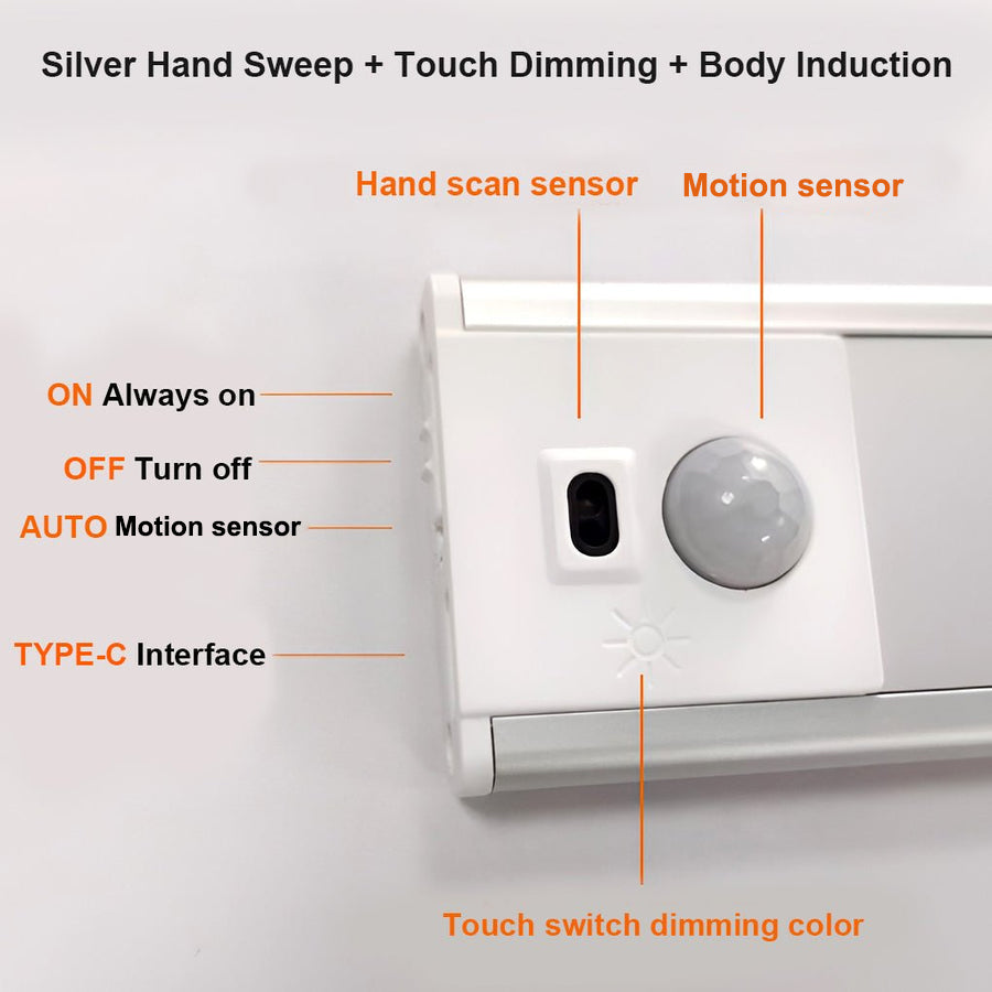 Rechargeable Battery Operated Wireless LED Under Cabinet Wall Light with Motion Sensor - Lamp Outdoor