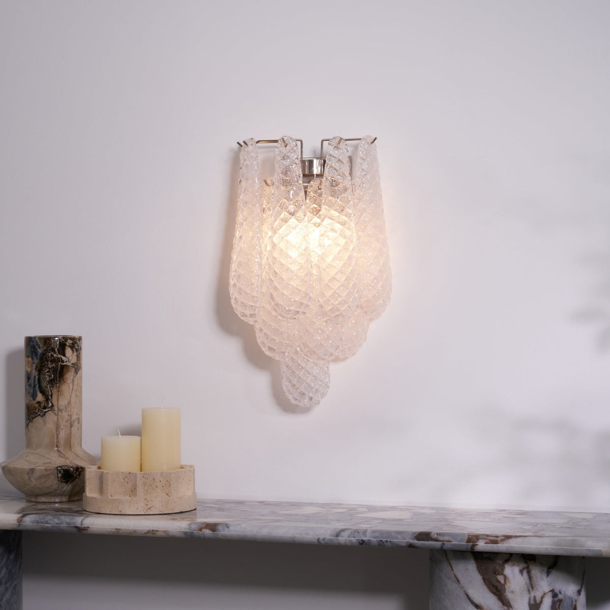 Liorelaria Wall Lamp Pink Teardrop Glass Floral Artistic