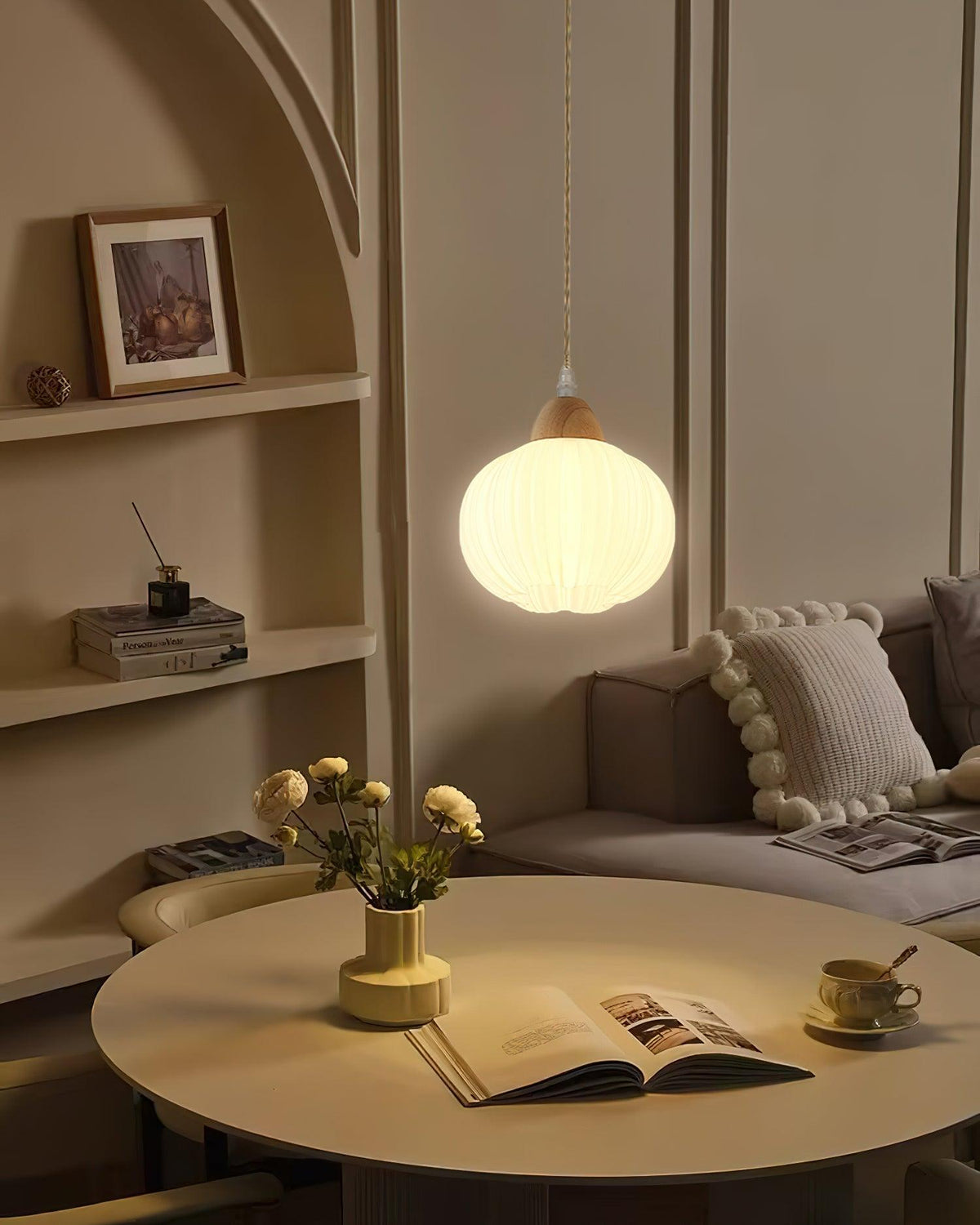 Pumpkin Modern Wood Pendant Lamp