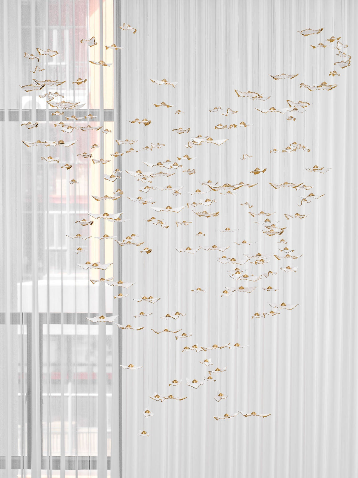 Fiva Leaf Twisted Sculptural Chandelier