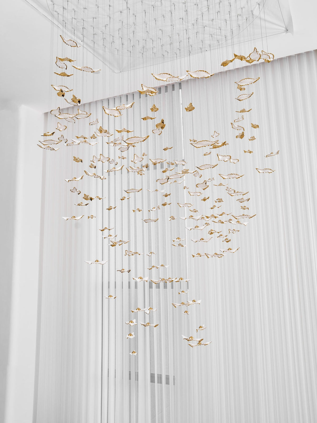 Fiva Leaf Twisted Sculptural Chandelier