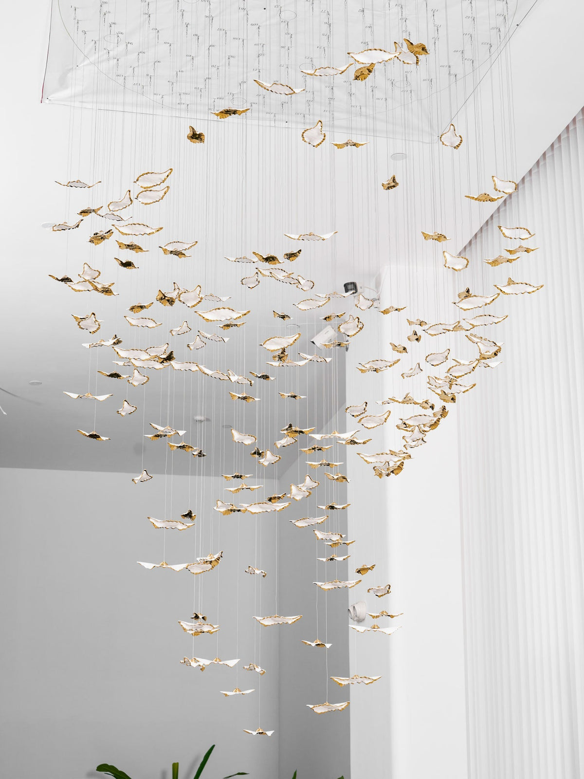 Fiva Leaf Twisted Sculptural Chandelier
