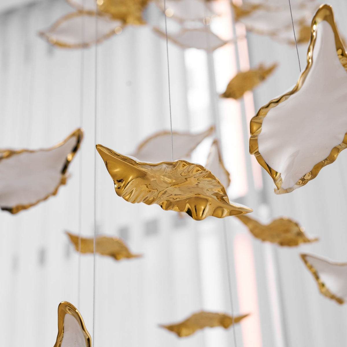 Fiva Leaf Twisted Sculptural Chandelier