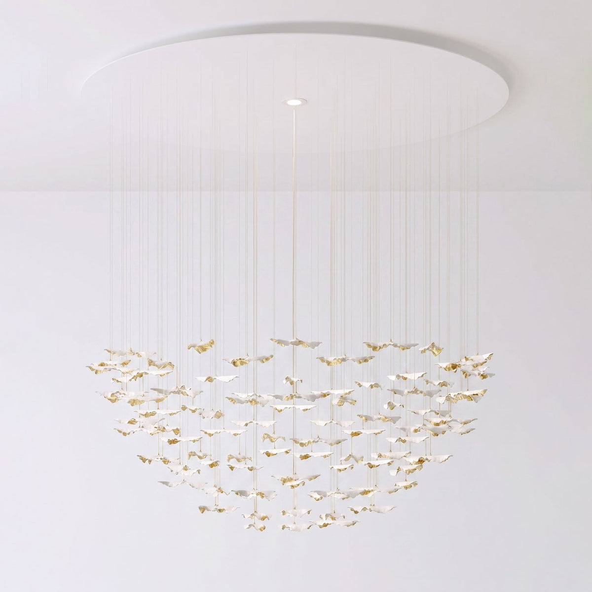 Fiva Leaf Twisted Sculptural Chandelier