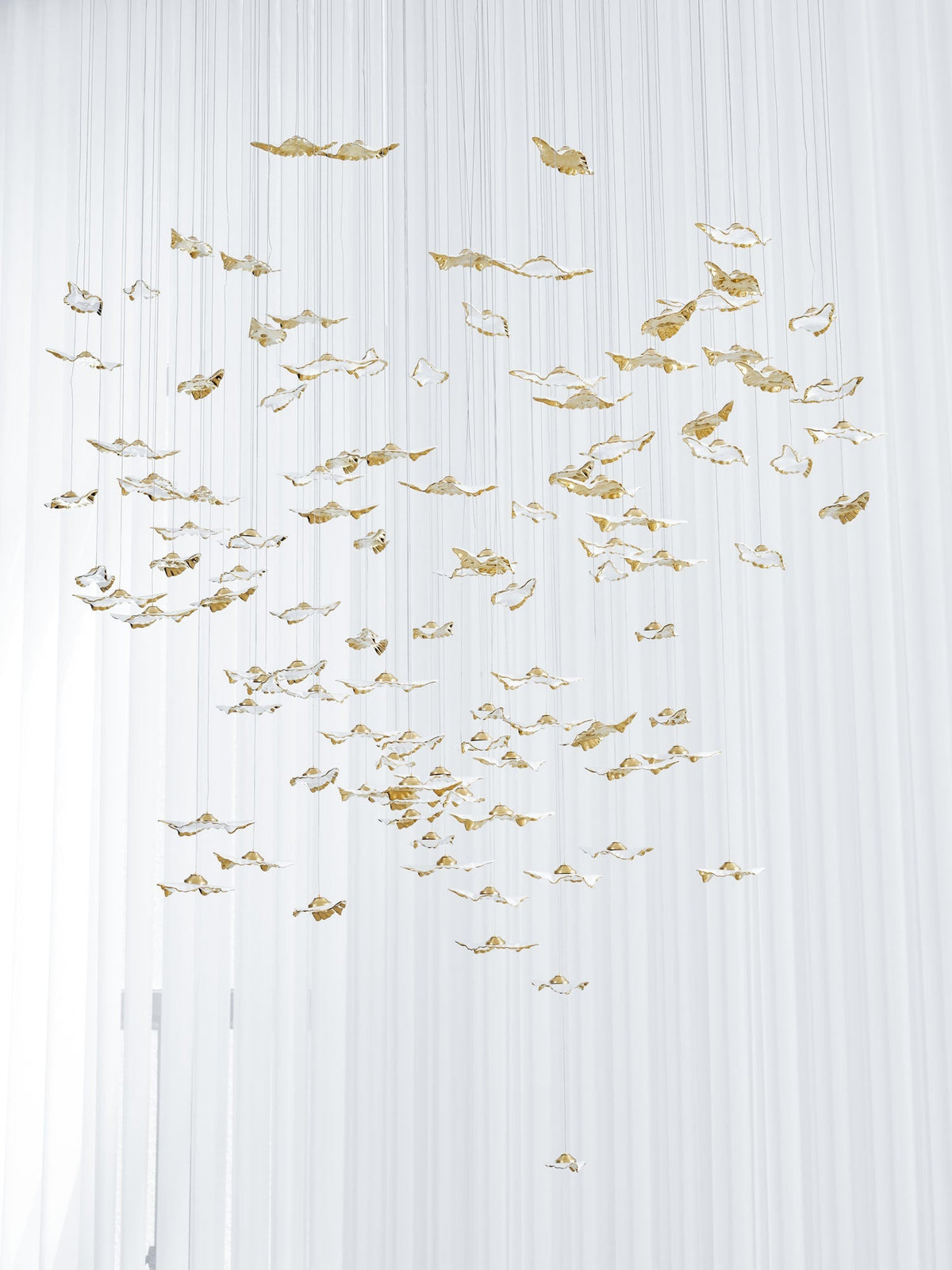 Fiva Leaf Twisted Sculptural Chandelier