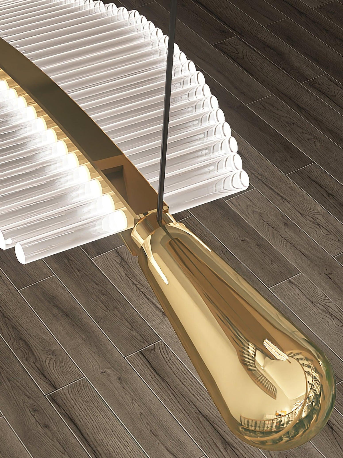 Kuo Chandelier Leaf Acrylic Gold Elegant Modern