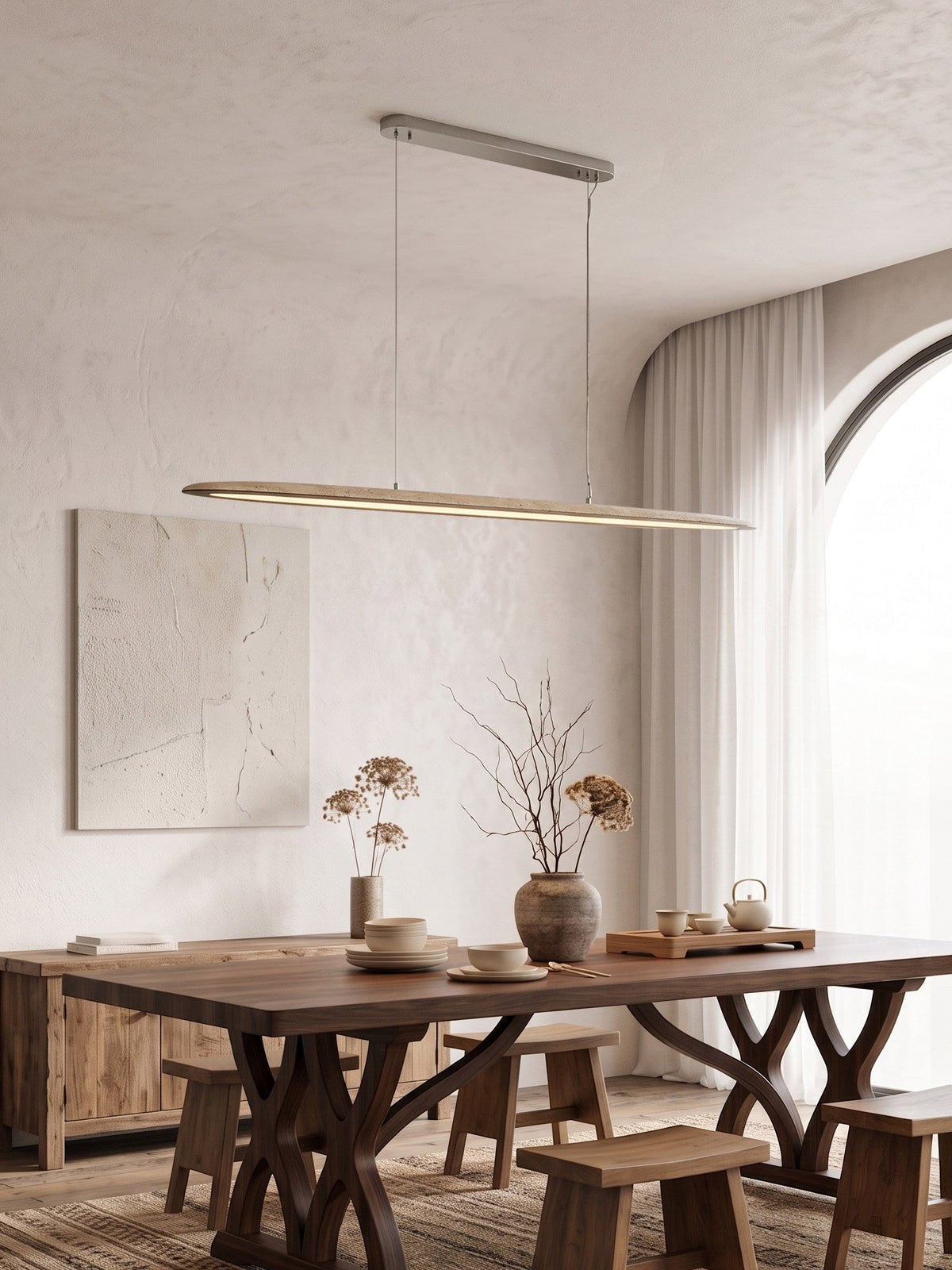 Keldenmere Travertine Linear Pendant Lamp