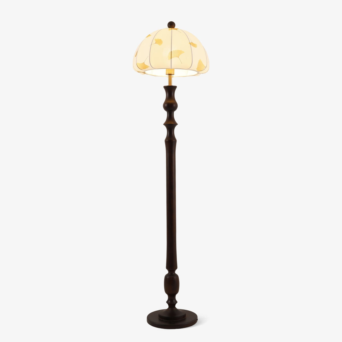 Ginkgore Wood Fabric Vintage Floor Lamp