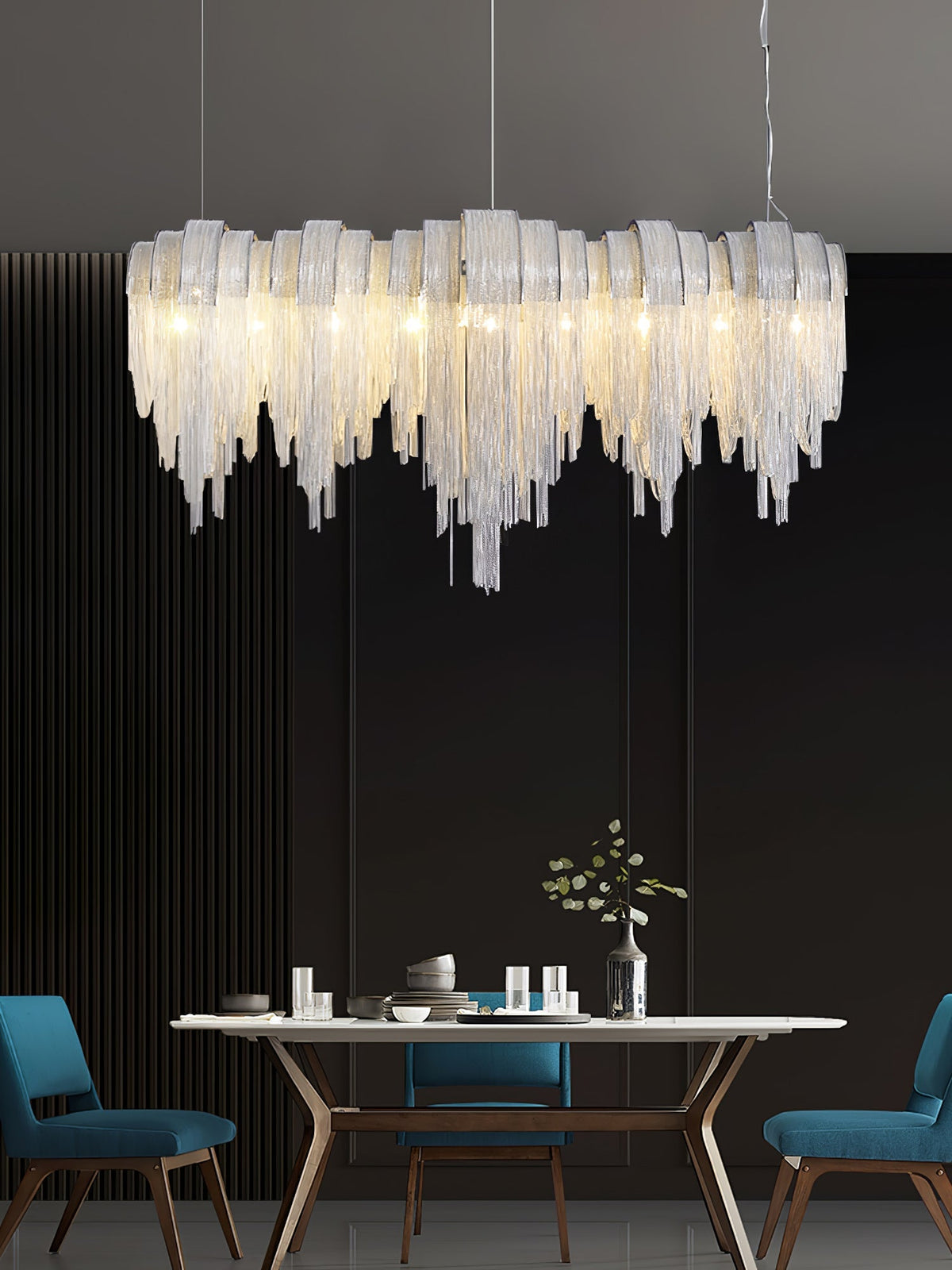 Tarien Chandelier Layered Chain Nickel Luxury