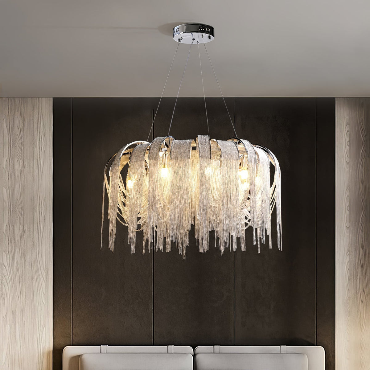 Tarien Chandelier Layered Chain Nickel Luxury