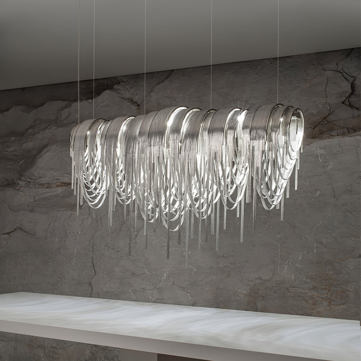 Tarien Chandelier Layered Chain Nickel Luxury