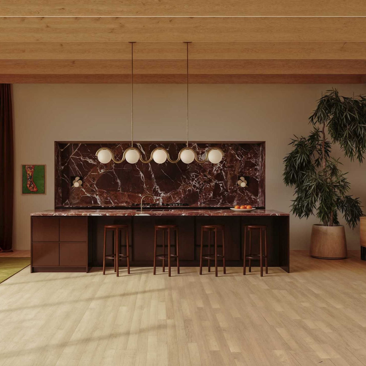 Alden Modern Metal Glass Linear Chandelier
