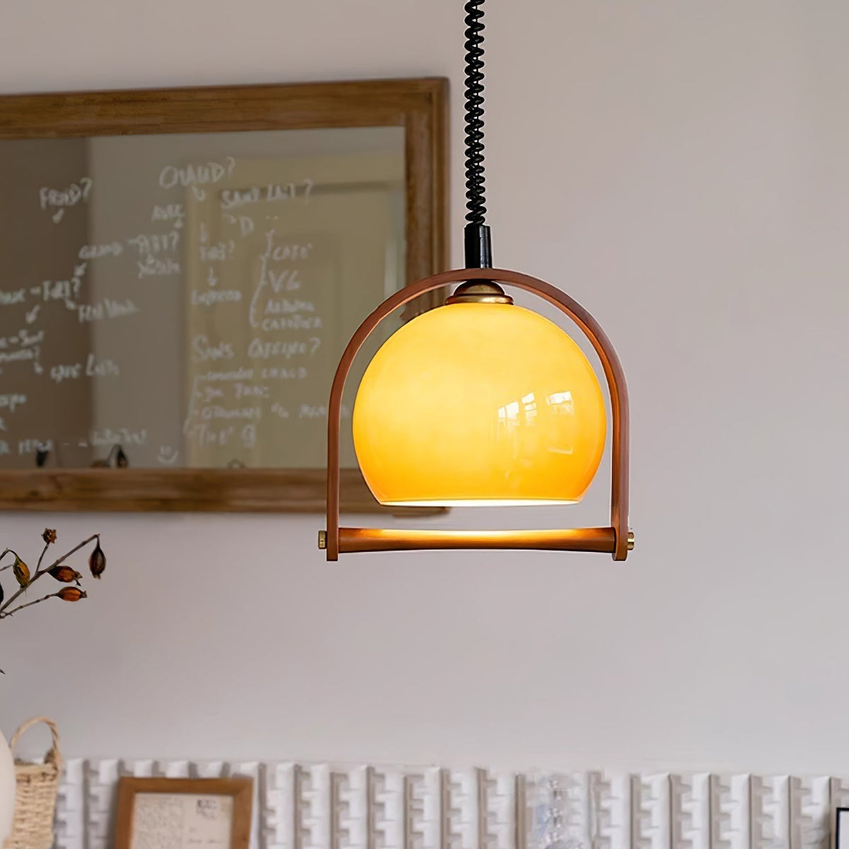 Cesilarae Premium Nordic Art Glass Wood Pendant Lamp