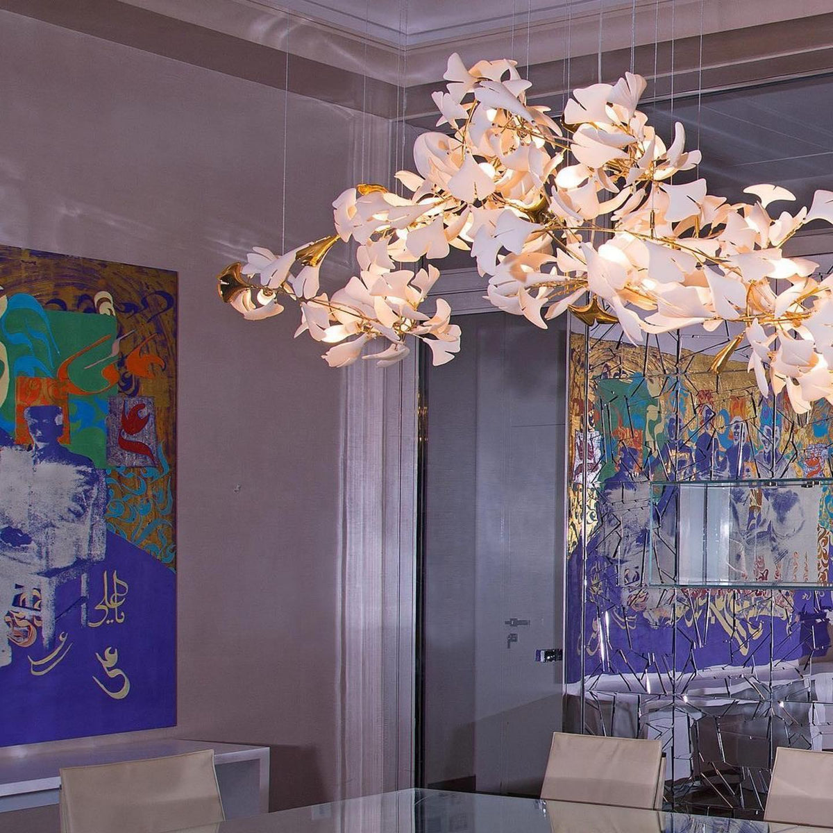 Ayla Chandelier Gingko Petal Ceramic