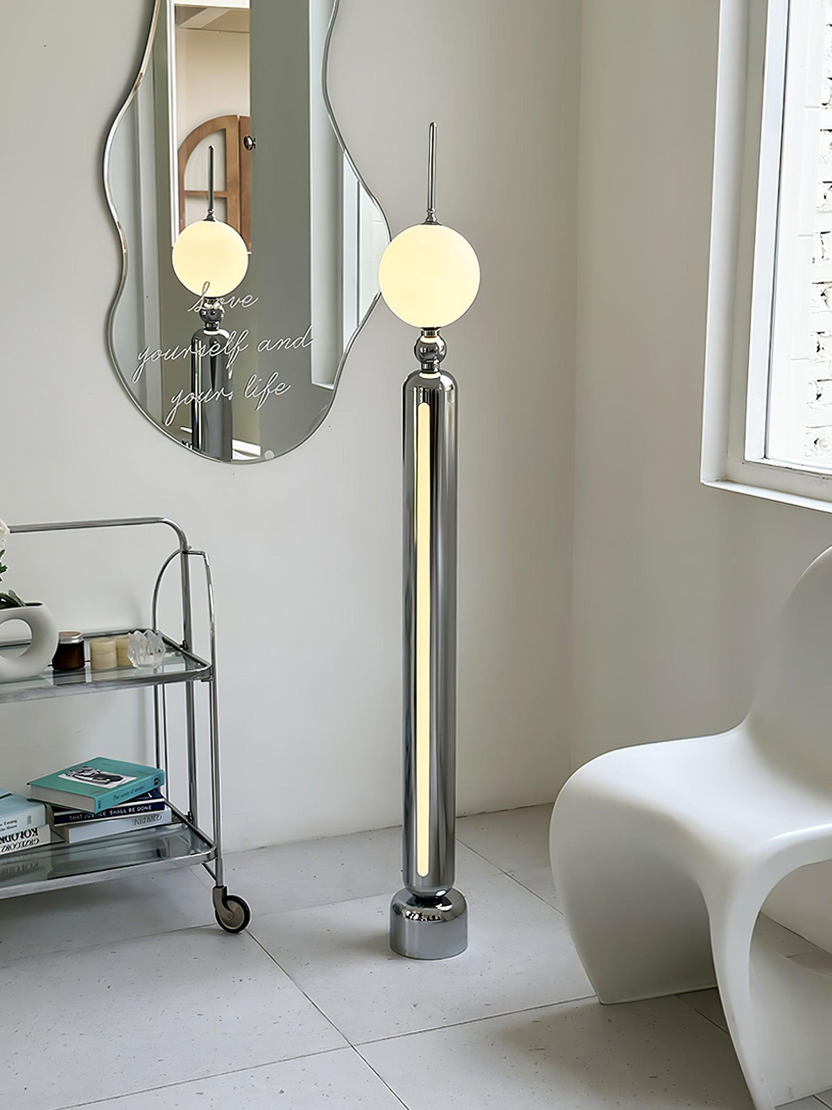 Ardinielle Futuristic Stainless Steel Floor Lamp