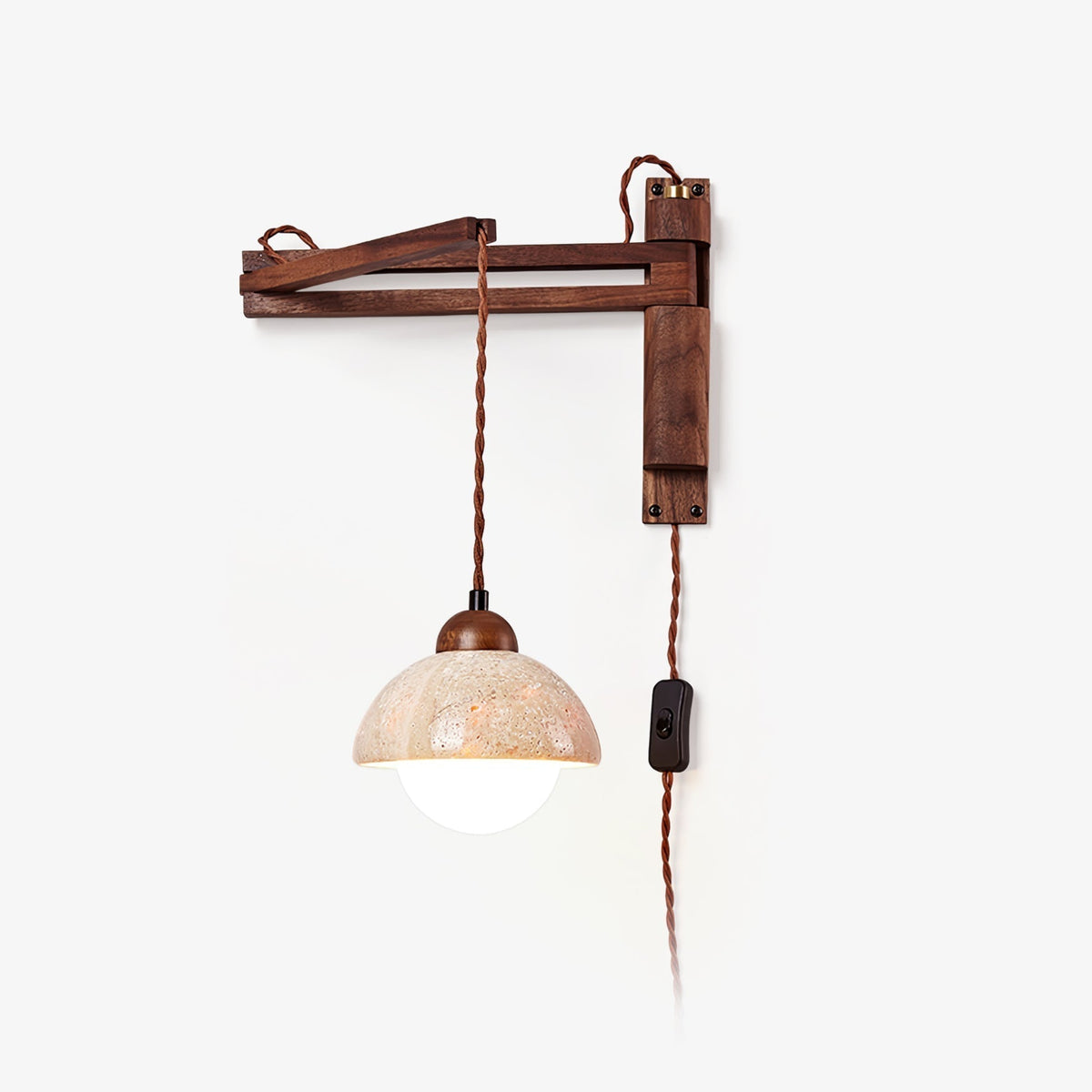 Noreenne Travertine Swing Arm Wall Lamp Plug-in