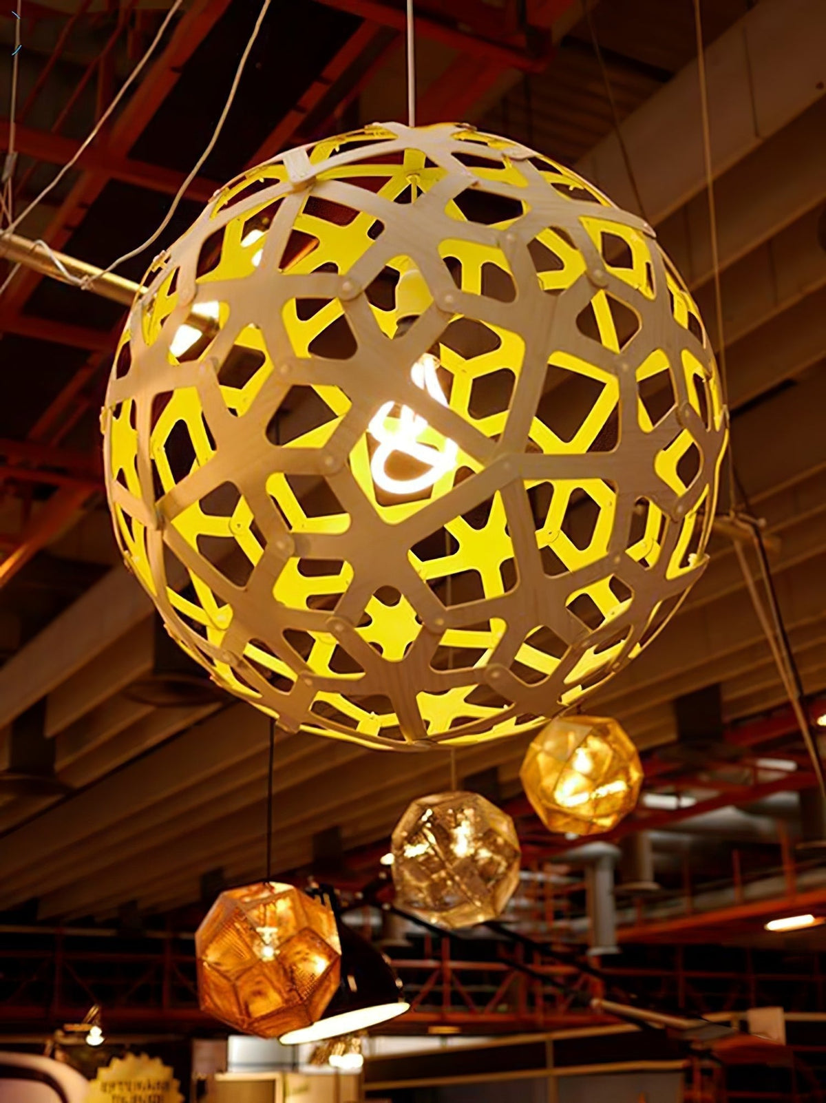 Rininia Pendant Light Geometric Wooden Woven