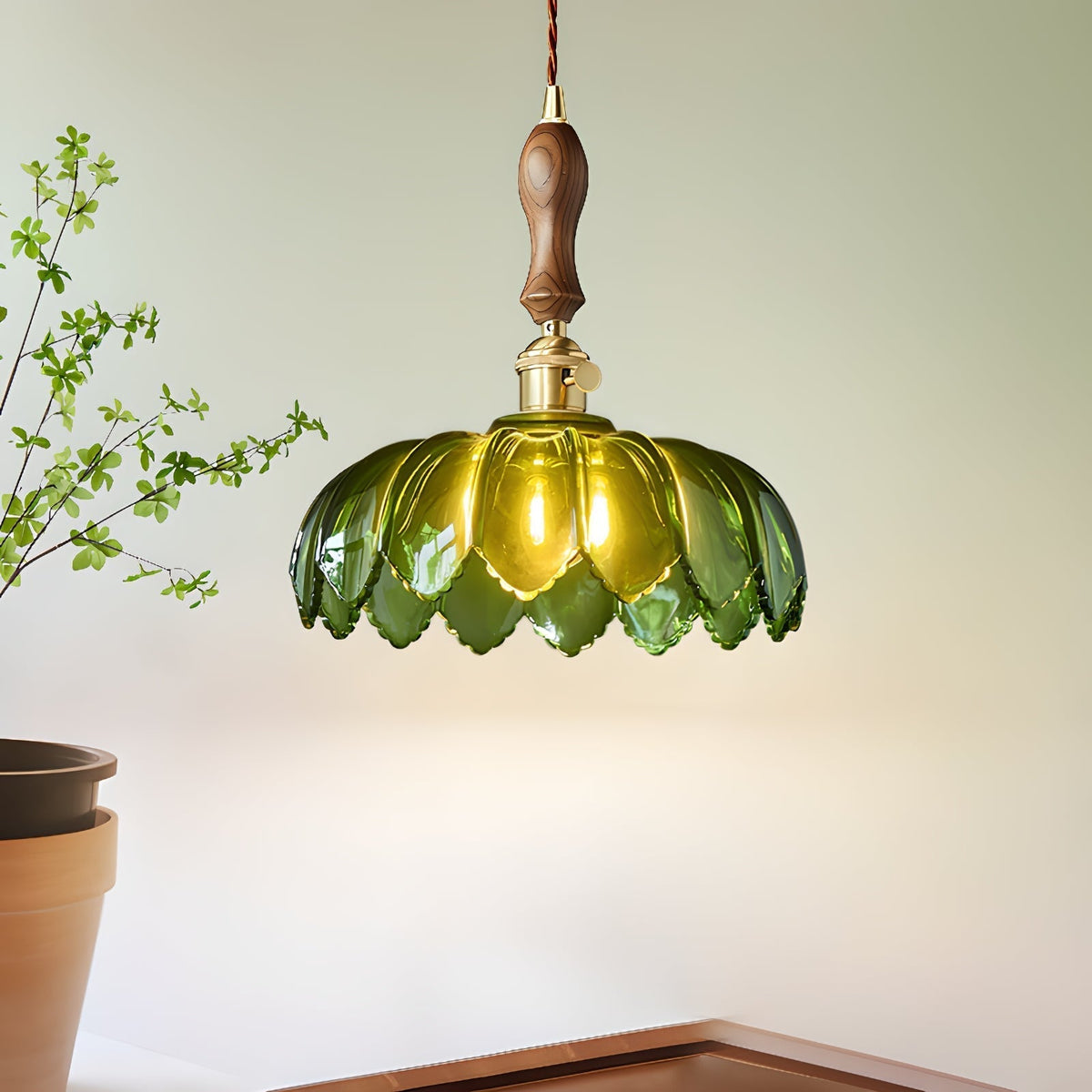 Fioracn Wood Light Luxury Pendant Lamp